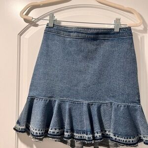Denim Ruffle Hem Skirt